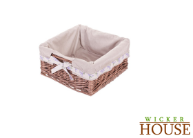 Lined Brown Wicker Basket