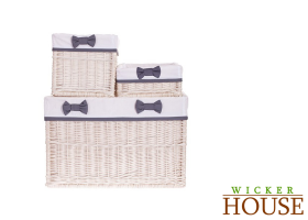 White Wicker Baskets Set