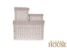 White Wicker Baskets Set