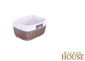 Lined Brown Wicker Basket